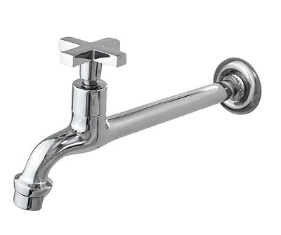 Torneira Para Cozinha Pia Tanque Reta Em Metal Cruzeta Luxo Com Arejador 18 Cm