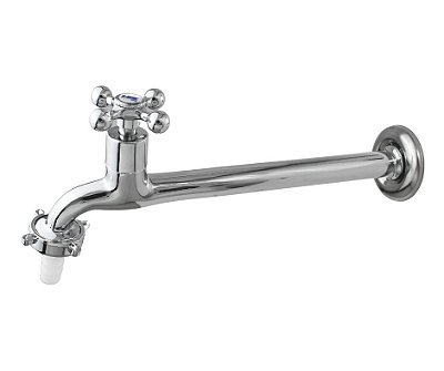 Torneira De Pia Cozinha Tanque Parede Em Metal Com Bico 3/4 x 1/2 Reto 18 Cm