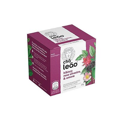Chá Leão Hibisco, Rosa Silvestre & Amora Em Sachê 16g 10un