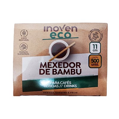 Mexedor Bambu Inoven Cafe Bebidas Drinks 11 Cm 500 Unidades