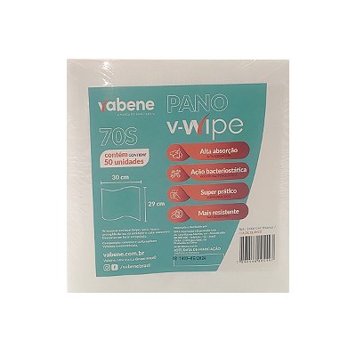 Pano V Wipe 70S 30x29cm Branco Pacote com 50 Unidades