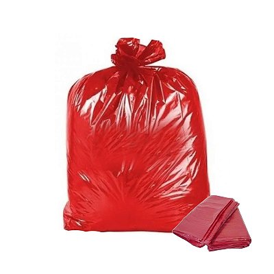 Saco de Lixo Vermelho 100L 100 Unidades para Coleta Seletiva