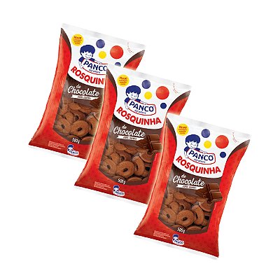 Biscoito Rosquinha de Chocolate Panco 500 G Kit 3