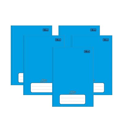 Caderno Brochura Capa Dura Azul 48 Folhas Kit 5