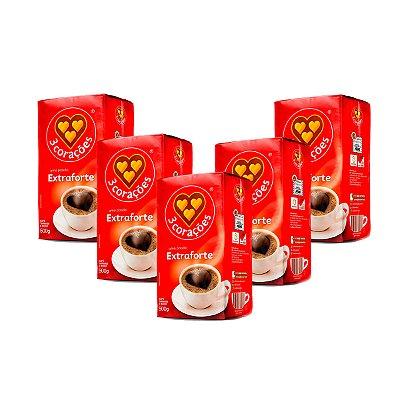 Café 3 corações Extra Forte Vácuo 500g Kit 5
