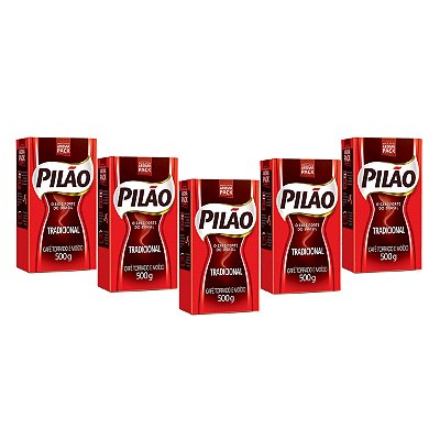 Café Pilão Torrado E Moído Tradicional Vácuo 500g Kit 5