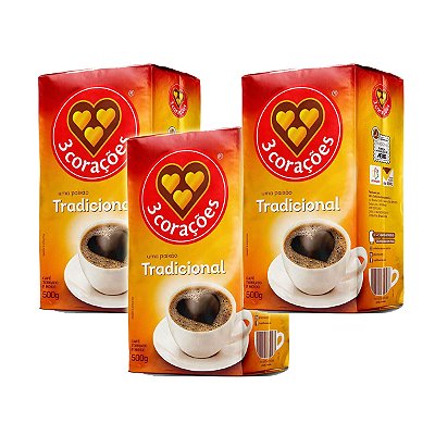 Café Saboroso 3 Corações Tradicional Vácuo 500g Kit 3