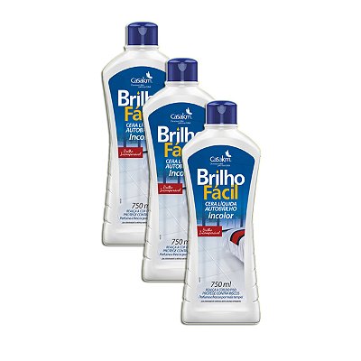 Cera Líquida 750ml Incolor Brilho Fácil Kit 3