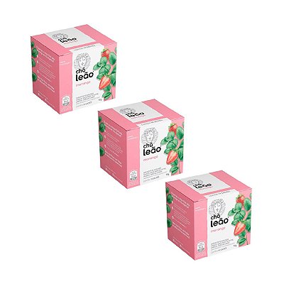 Chá de Morango Leão Caixa 10 Sachês Kit 3
