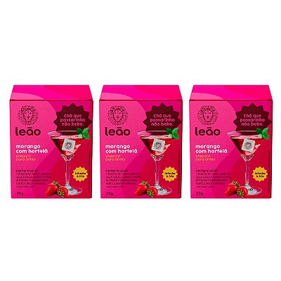 Chá Gelado Leão Embalado Individual Morango E Hortelã Kit 3