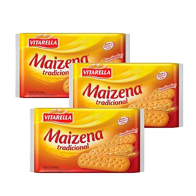 Biscoito Vitarella Maizena 400g Kit 3