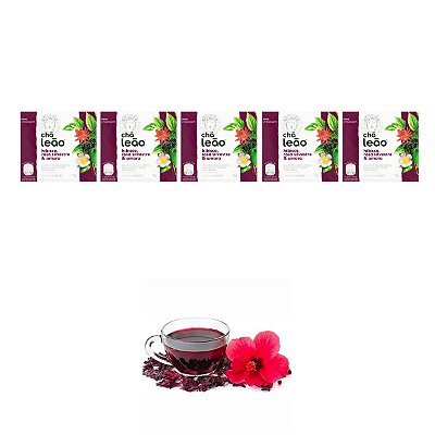 Chá Leão Hibisco Rosa Silvestre e Amora Em 10 Sachês Kit 5
