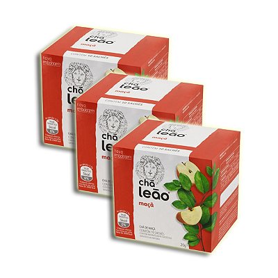 Chá Leão Maça Caixa Com 10 Sachês Kit 3