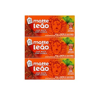 Chá Matte Com Canela Com 25 Saquinhos Leão Kit 3