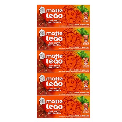 Chá Matte Com Canela Com 25 Saquinhos Leão Kit 5