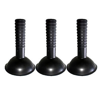 Desentupidor de Pia de Mão Pequeno Preto Em Borracha Kit 3