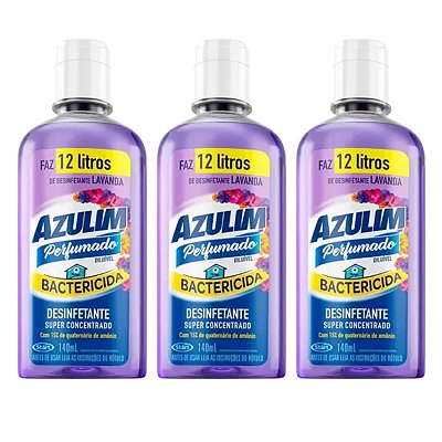Desinfetante Azulim Lavanda Concentrado Duradouro Kit 3