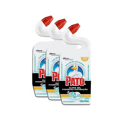 Desinfetante Pato Cloro Gel Citrus 500ml Kit 3