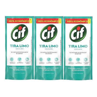 Desinfetante Uso Geral Cif Tira limo 450ml Refil Kit 3