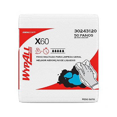 Pano Multi Uso Para Limpeza Geral Wypall X60 50 Folhas