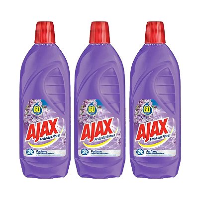 Limpador Ajax Flores De Lavanda 500ml Kit 3