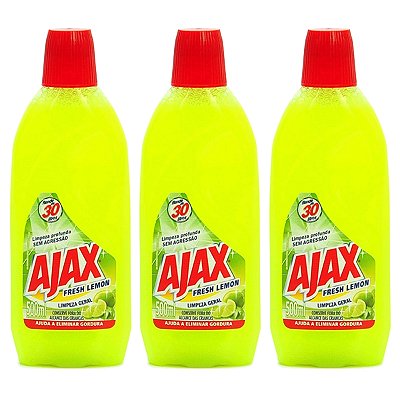 Limpador Ajax Fresh Lemon 500ml Kit 3