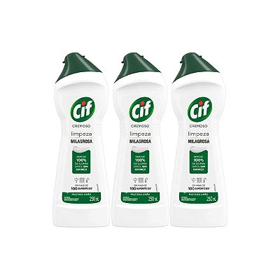 Limpador Multiuso CIF Cremoso Limpeza Milagrosa Limão Kit 3