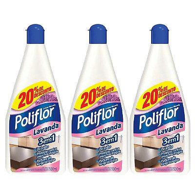 Lustra Móveis Lavanda Poliflor Frasco 500ml Kit 3