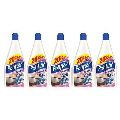 Lustra Móveis Lavanda Poliflor Frasco 500ml Kit 5
