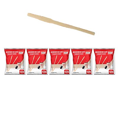 Mexedor Palheta De Madeira Para Café 15cm 500 Un Kit 5