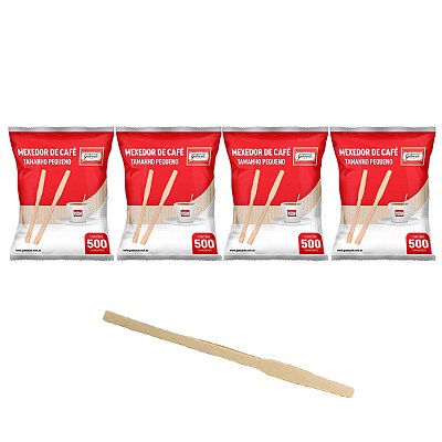Mexedor Palheta De Madeira Para Café 9Cm Pacote 500 Un Kit 5