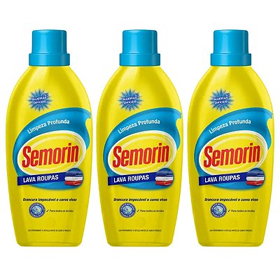 Sabão Liquido Lava Roupas Semorin Limpeza Profunda Kit 3