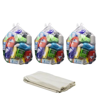 Saco de Lixo Transparente 60L 100 Unidades Kit 3
