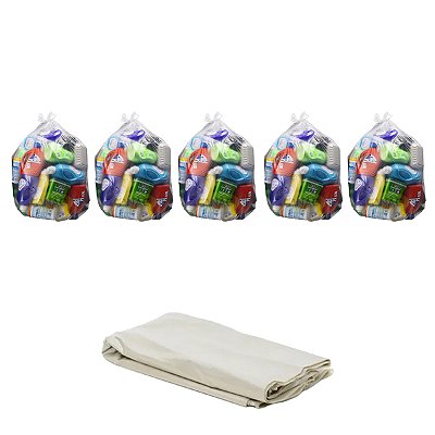 Saco de Lixo Transparente 60L 100 Unidades Kit 5