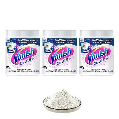 Tira Manchas Em Pó Vanish 450g Branco Cristal Kit 3