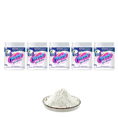 Tira Manchas Em Pó Vanish 450g Branco Cristal Kit 5