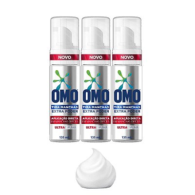 Tira Manchas Omo Extra Poder Ultra Espuma Frasco 135ml Kit 3