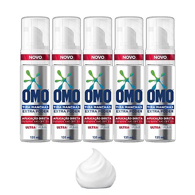 Tira Manchas Omo Extra Poder Ultra Espuma Frasco 135ml Kit 5