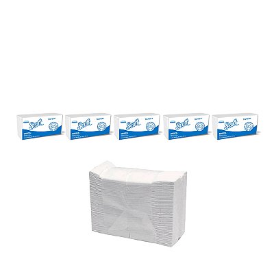 Toalha De mãos Interfolhada Scott 200 Folhas Kit 5
