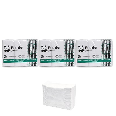 Papel Toalha Panda Interfolha 2 Dobras 19x20cm Kit 3