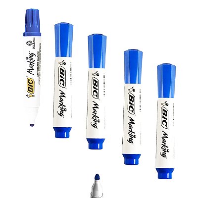 Marcador Azul BIC Marking para Quadro Branco Kit 5