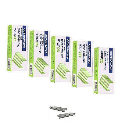 Caixa de Grampo 26/6 Cobreado com 5000 Unidades Kit 5