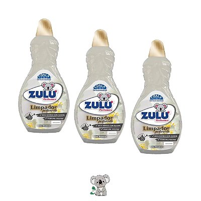 Limpador Perfumado Zulu Coala Aroma Chá Branco Kit 3