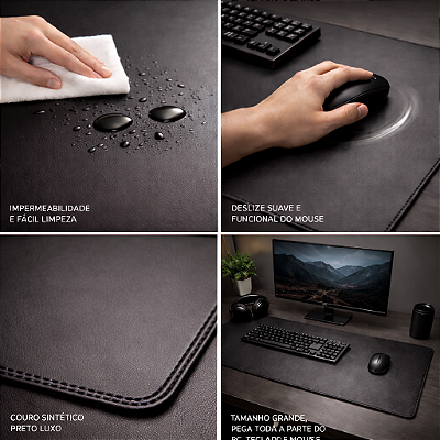 Mousepad Impermeável Couro sintético Grande Precisão ergonomico gamer desk padspeed control precisão escritório 90x40