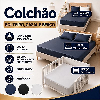 Colchão Hospitalar Premium Solteiro casal berço Impermeável colchonete