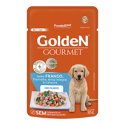 RAÇÃO ÚMIDA GOLDEN GOURMET CÃES FILHOTES SABOR FRANGO - 85 GS