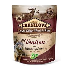 CARNILOVE DOG POUCH PATE VENISON WITH STRAWBERRY LEAVES 300 G