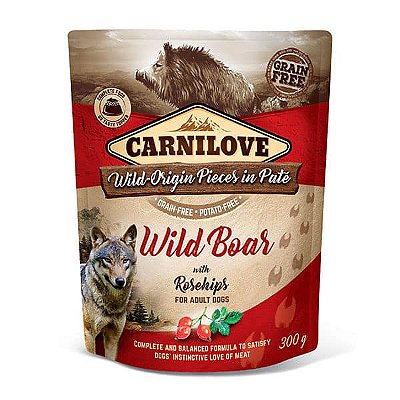 CARNILOVE DOG POUCH PATE WILD BOAR WITH ROSEHIPS 300 G