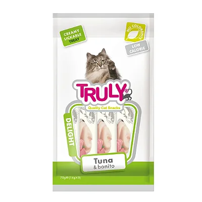 Petisco Gato Truly Creamy Atum E Bonito 14Gx5 70G