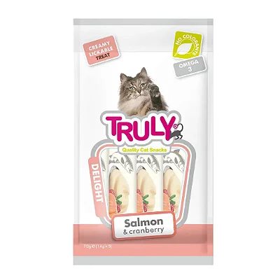Petisco Gato Truly Creamy Salmao E Cranberry 14Gx5 70G